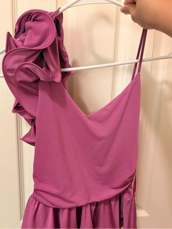 Express Tops - Magenta Ruffled One-Shoulder Top